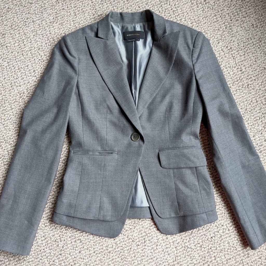 Bcbg Maxazria Grey Single Button Suit Jacket